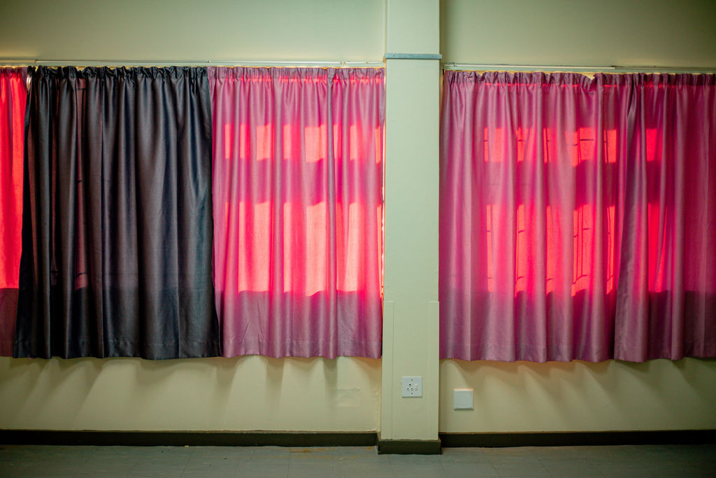 Two-tone curtain installation at Keetmanshoop Hospital